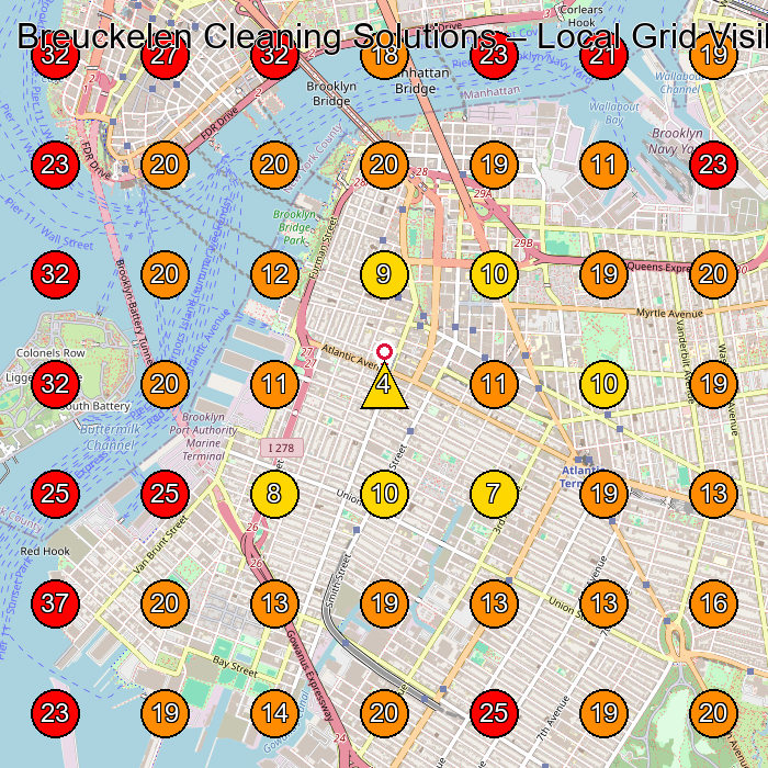 Breuckelen Cleaning Solutions GeoGrid visibility map for House Cleaning Service in Brooklyn